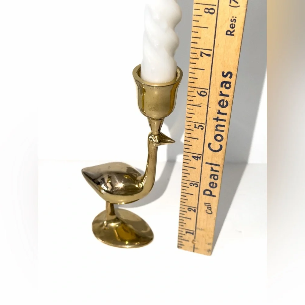 Jonathan Adler Ostrich Solid Brass Candle Holder Set of 2 Bird Contemporary